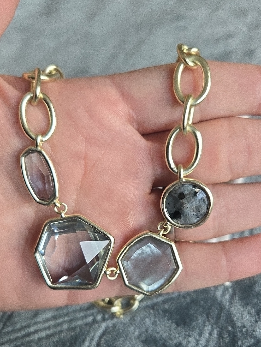 Kendra Scott Natalia Gold-Tone Necklace with Gray Faceted Stones